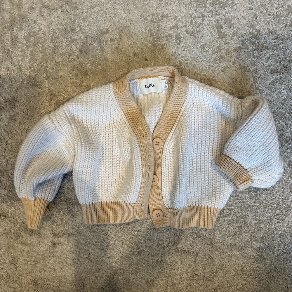 BEBIS Chunky Knit Cardigan – 0–3M (Boutique)